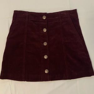 Forever 21 Burgundy Corduroy Button-Front Skirt